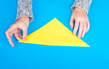 Origami on a blue background