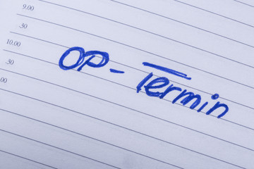 calender with german word OP-Termin