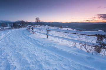 Fantastic morning mountain landscape. Overcast colorful sky. Carpathian, Ukraine, Europe.