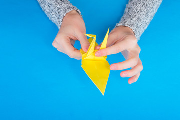 Origami on a blue background