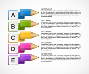 Educational Infographics template with pencil.