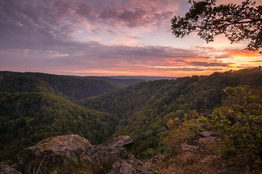 Sonnenuntergang &uuml;ber dem Bodetal