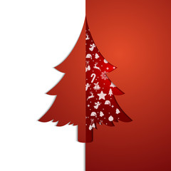 Christmas greeting card. Happy New Year and Merry Christmas holidays.  Vector illustration. Perfect background for packing gifts or cards. New year postcard. tree.