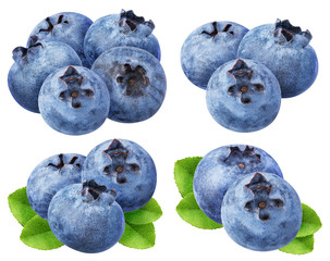 Obraz premium Set of blueberrys isolated on white background