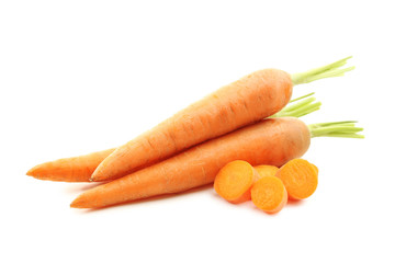Fresh carrots isolated on a white background