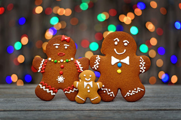 Christmas homemade gingerbread cookies on table