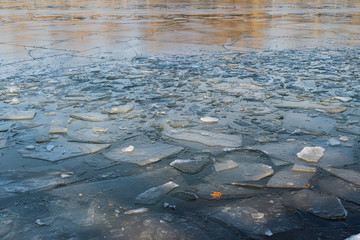 Ice cracked dangerous on the pond in November