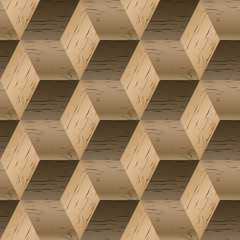 Seamless pattern of wooden cubes, vector illustration.