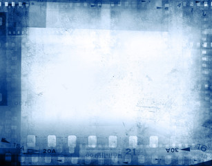 Blue film strip frames filmstrip background
