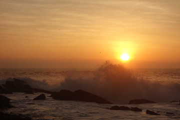Sunset over the Pacific ocean