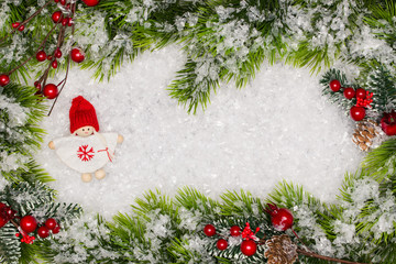 Fototapeta na wymiar Christmas greeting card. Noel festive background. New year symbo