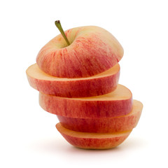 Red sliced apple isolated on white background cutout
