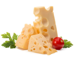 Cheese block isolated on white background cutout