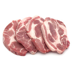 Raw pork chop meat isolated on white background cutout