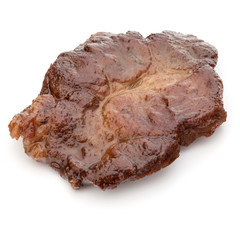 Cooked fried pork meat isolated on white background cutout