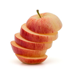Red sliced apple isolated on white background cutout