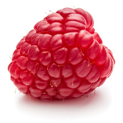 ripe raspberry isolated on white background close up