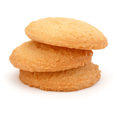 Fototapeta na wymiar stacked short pastry cookies isolated on white background