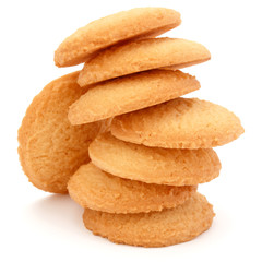 stacked short pastry cookies isolated on white background