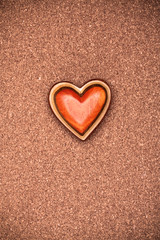 One wooden heart on rustic wood background. Valentines days conc