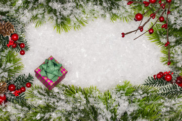 Fototapeta na wymiar Christmas greeting card. Christmas border with copy space. Noel