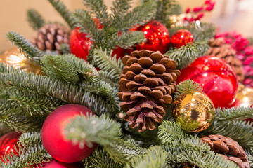 Christmas background with decorations.