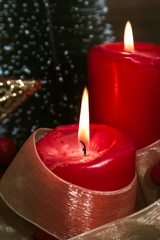 christmas candles, christmas in vertical decorative postcard