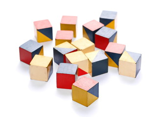 Fototapeta premium IQ test, Intelligence, old cubes in color isolate on white