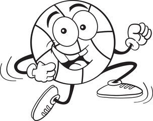 Black and white illustration of a running basketball.