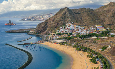 Fototapeta na wymiar Playa de Las Teresitas, a famous beach near Santa Cruz de Tenerife in the north of Tenerife, Canary Islands, Spain