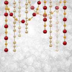 Christmas card template with garland beads