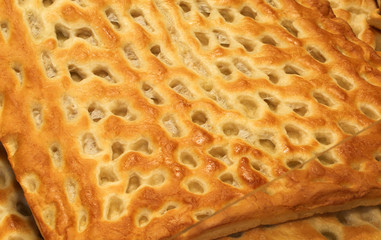 fragrant freshly baked focaccia in Genoa Italy