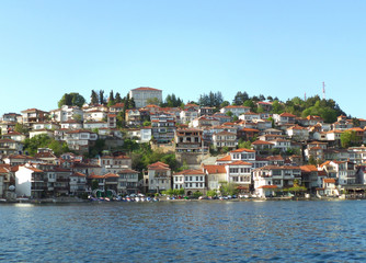 Fototapeta na wymiar The old city on the shore of Lake Ohrid, UNESCO World Heritage Site in Republic of Macedonia