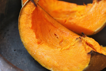     Roasted pumpkins in plate 