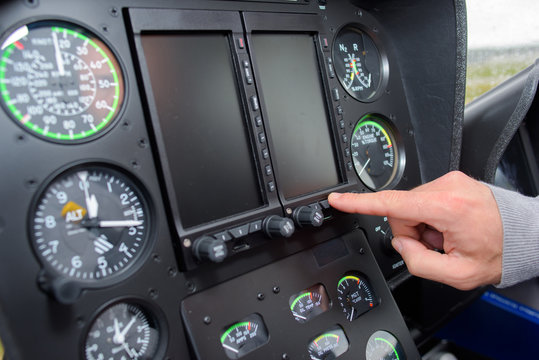 Hand on cockpit controls