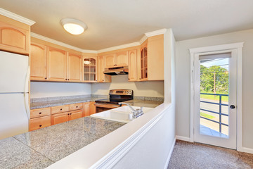 Interior of nice u-shaped kitchen room