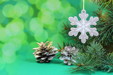 Fototapeta na wymiar Background for Christmas card with a snowflake