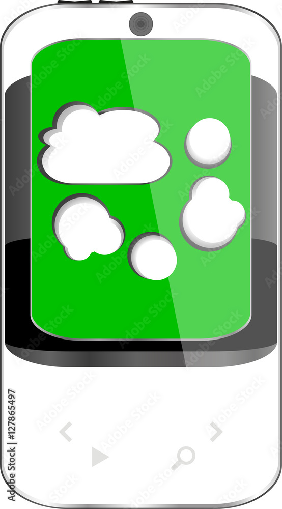 Poster smartphone with cloud computing symbol on a screen