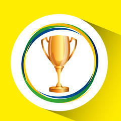 trophy olympic games brazilian flag colors vector illustration eps 10