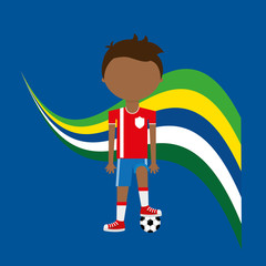 cartoon football player brazilian label vector illustration eps 10