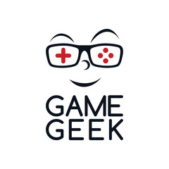 game geek gaming freak fan logo logotype theme cartoon face