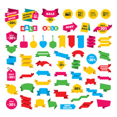Web stickers, banners and labels. Accounting icons. Document storage in folders sign symbols. Special offer tags. Vector