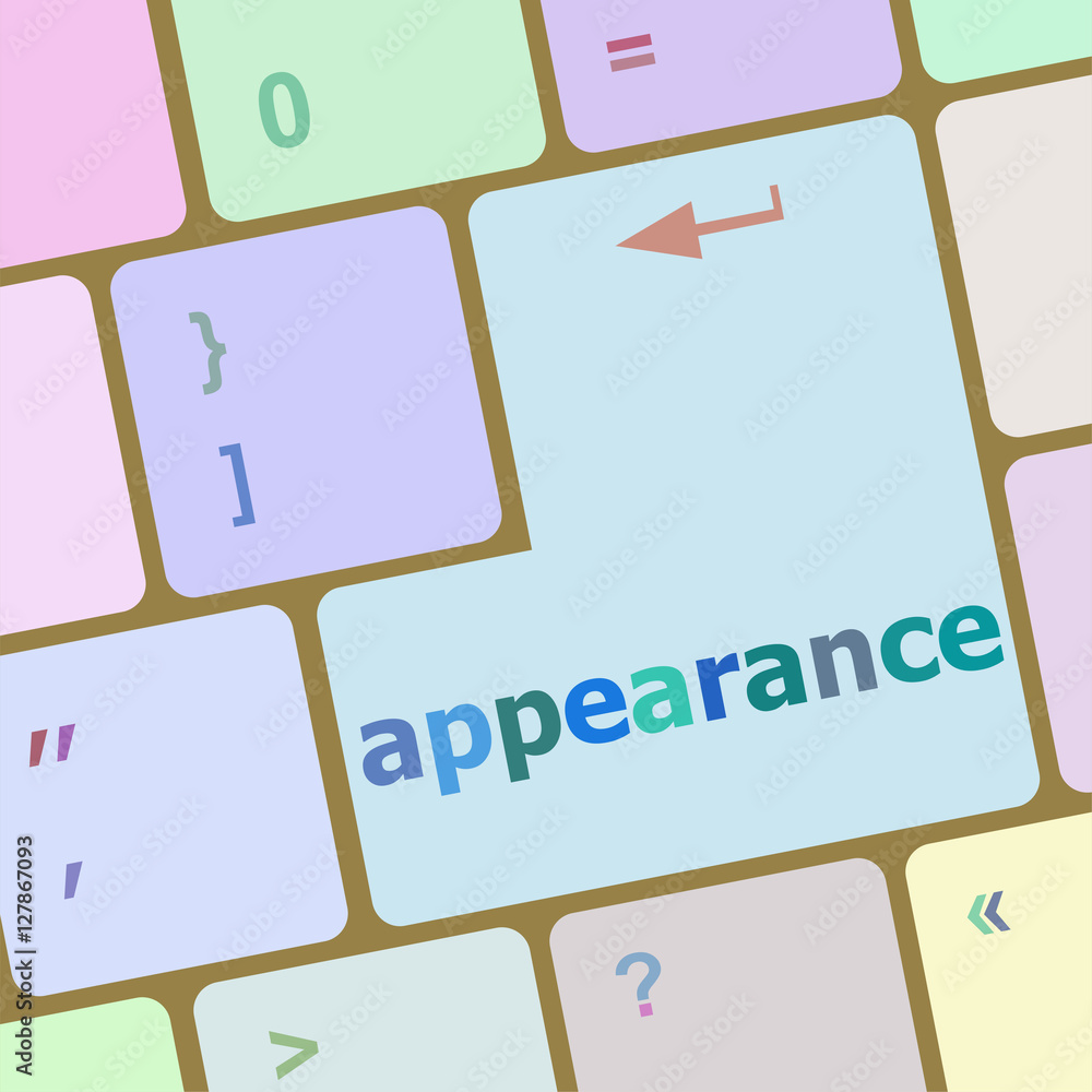Poster appearance word on computer keyboard key