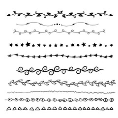 Fototapeta premium set of vector hand drawn doodle text dividers, can also be used for frames and borders