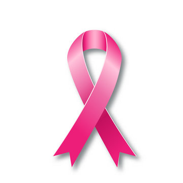 pink satin ribbon symbol of breast cancer awareness. Vector icon