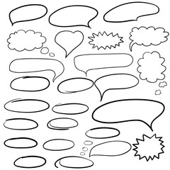 vector illustration of hand drawn speech bubbles in doodle style