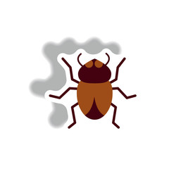 stylish icon in paper sticker style beetle insect