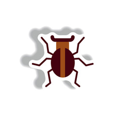 stylish icon in paper sticker style beetle insect