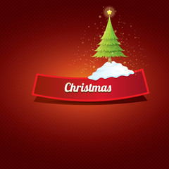 vector Christmas red button with christmas tree