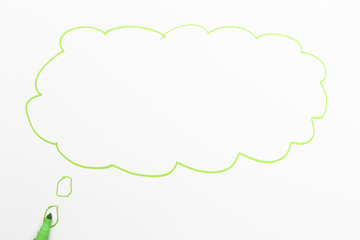 green marker in bubble on white background